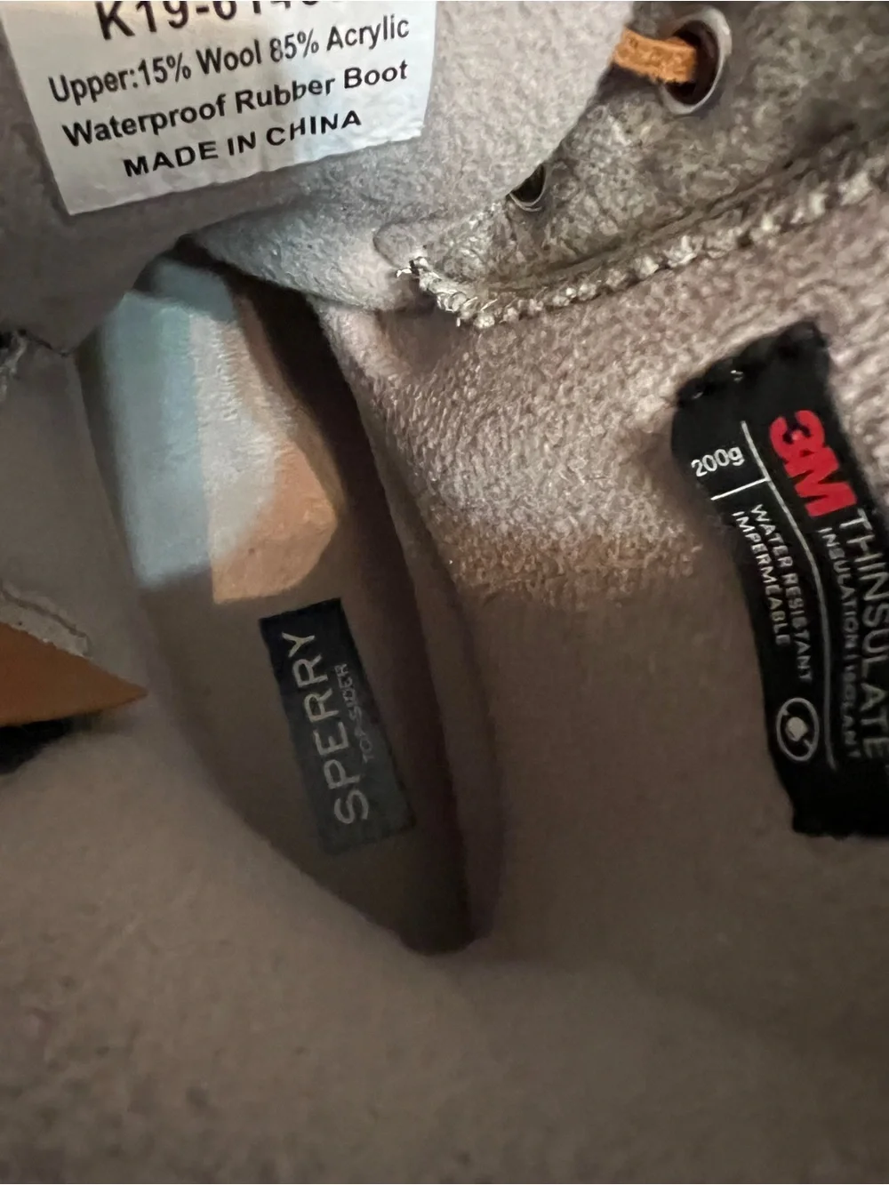 Sperry Gray and Brown Waterproof Wool-Trim Duck Boots